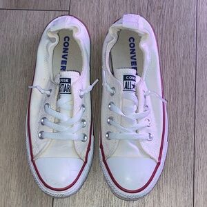 Converse White Canvas Sneakers with Red Trim